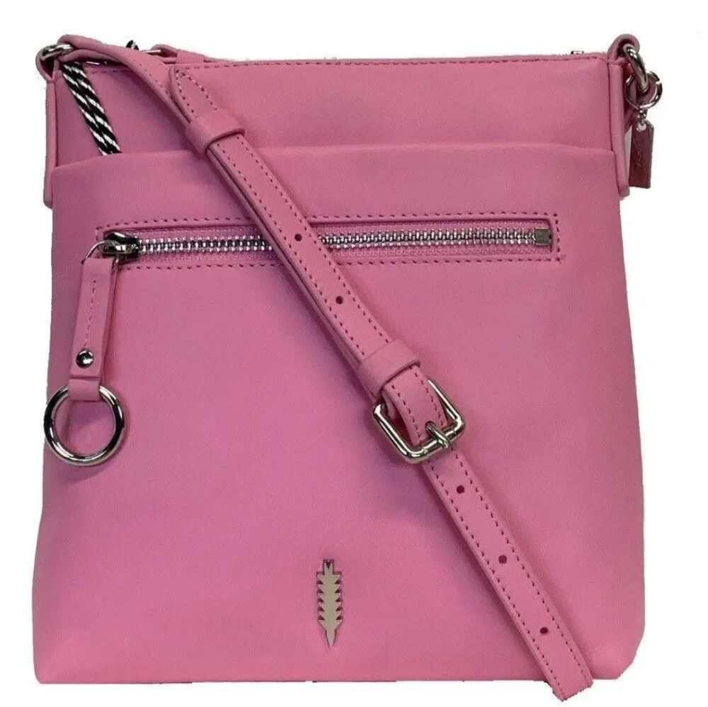 💖Thacker Pink Leather Crossbody Purse Handbag Adjustable Strap Zip Handbag NEW - Picture 11 of 11